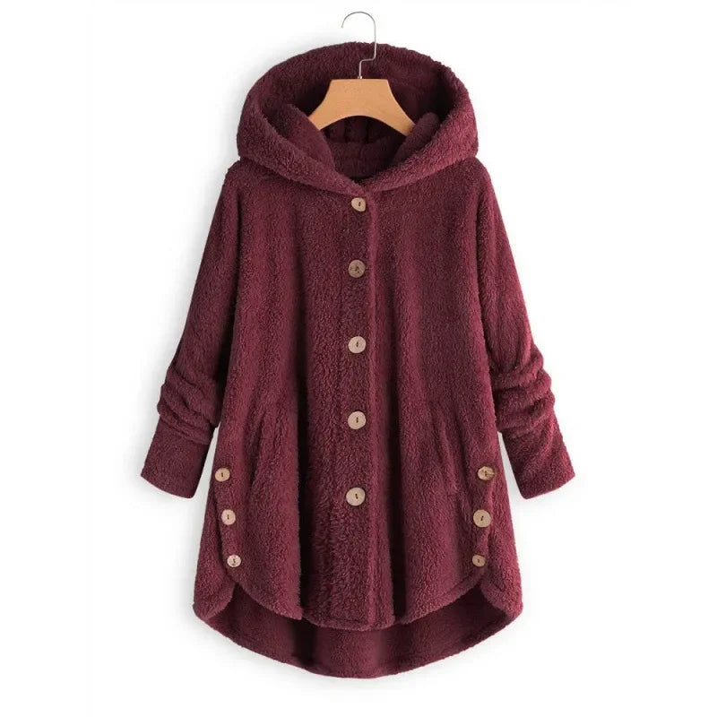 Chaquetón de Piel Sintética Cálido con Capucha Mujer