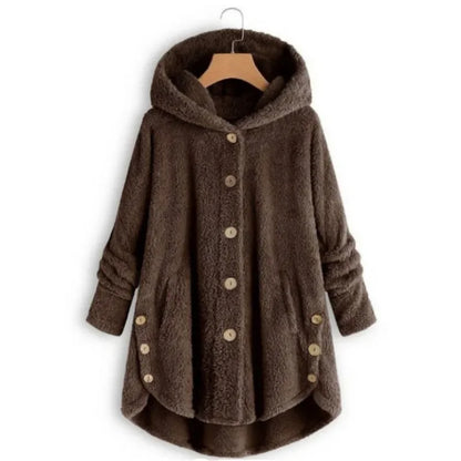 Chaquetón de Piel Sintética Cálido con Capucha Mujer
