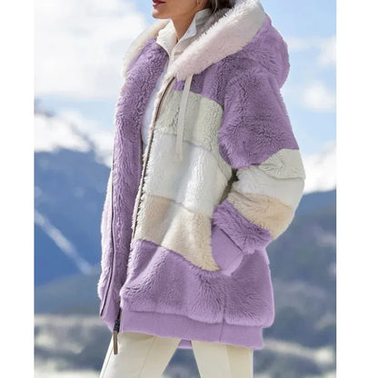 Chaquetón Mujer Peluche Rayas Cálido