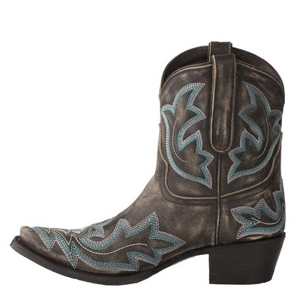 Botas vaqueras de piel auténtica decoradas - Vestiria