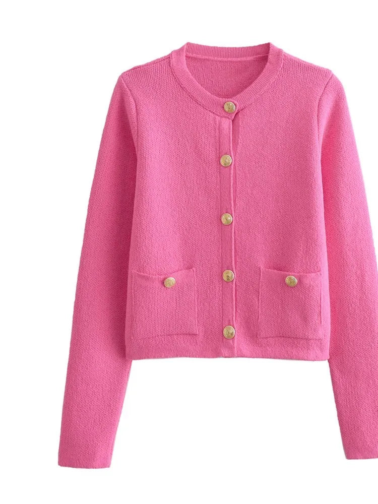Cárdigan ajustado cuello redondo mujer - Vestiria