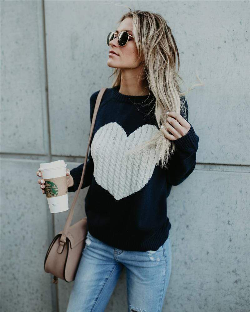 Sudadera mujer cuello redondo decoración corazón