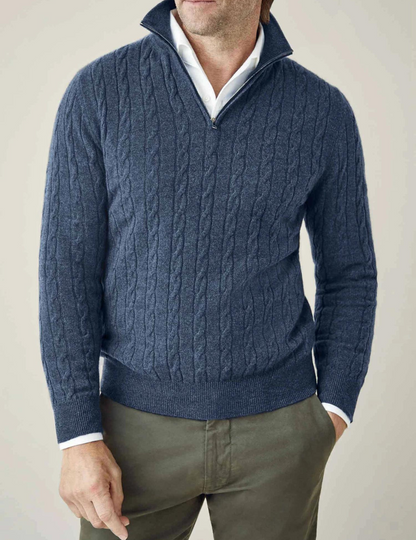 Suéter Hombre Cuello Alto Trenzado Cremallera - Vestiria