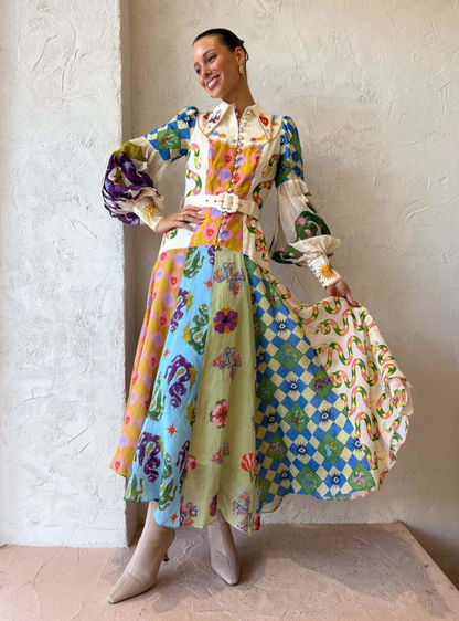 Vestido Largo Estampado Floral Clásico