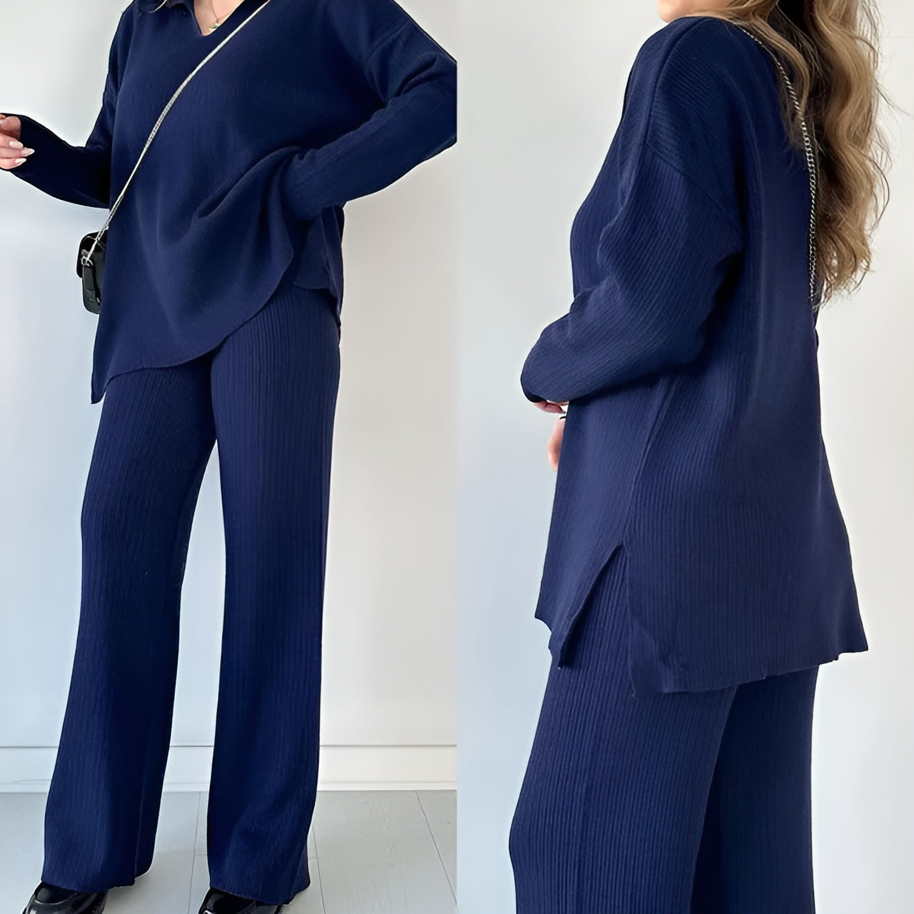 Conjunto Mujer Blusa Larga y Pantalón Elegante