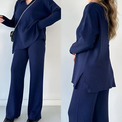Conjunto Mujer Blusa Larga y Pantalón Elegante