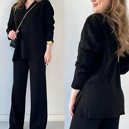 Conjunto Mujer Blusa Larga y Pantalón Elegante