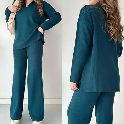 Conjunto Mujer Blusa Larga y Pantalón Elegante