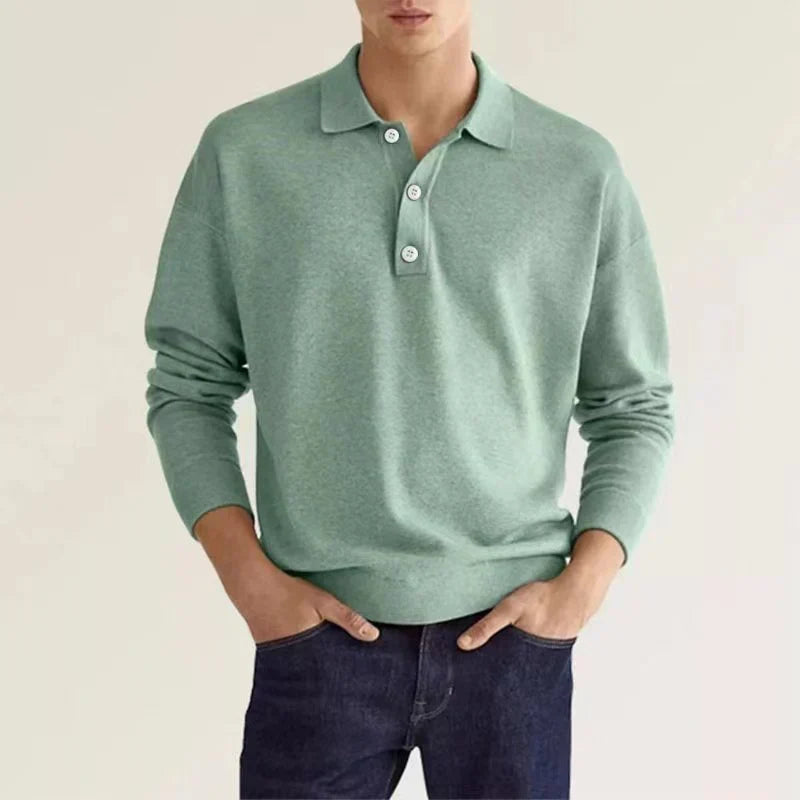 Camisa Polo Elegante Hombre Manga Larga