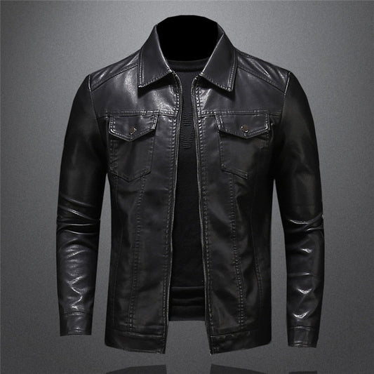 Chaqueta Cuero Hombre Clásica Ajustada - Vestiria