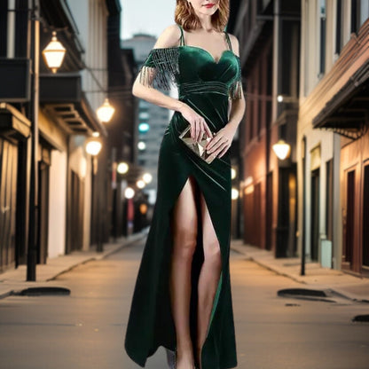 Vestido Noche de Gala Terciopelo Brillante - Vestiria