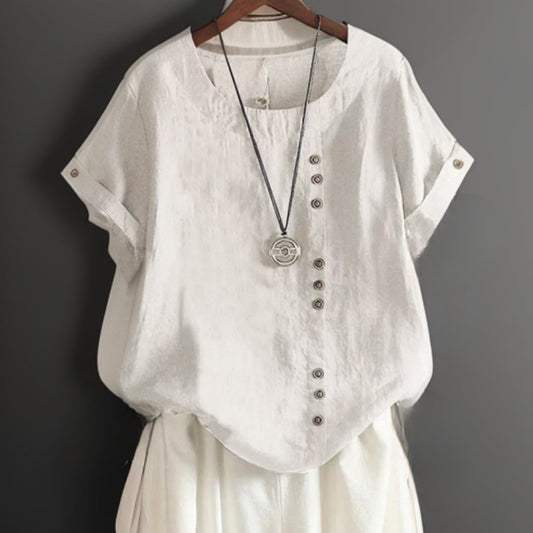 Blusa Asimétrica Mujer Detalle Botones Casual - Vestiria