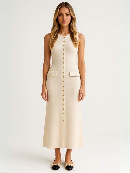 Vestido Midi Sencillo sin Mangas Moderno