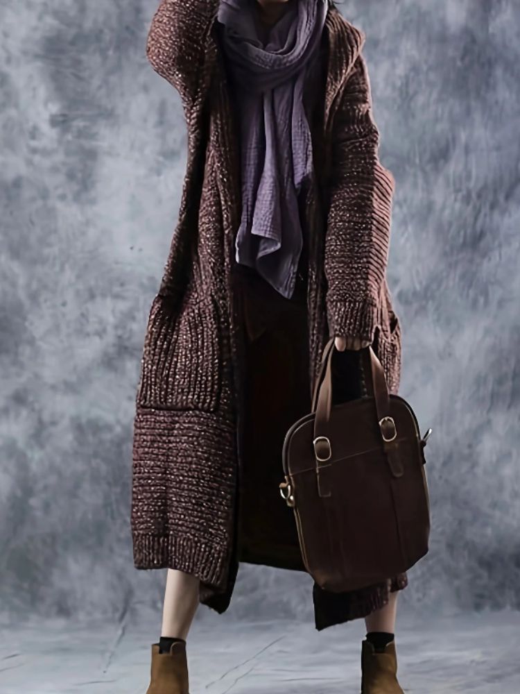 Chaquetón de Punto Mujer con Capucha Elegante - Vestiria