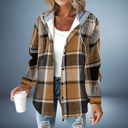 Chaqueta mujer cuadros con capucha casual