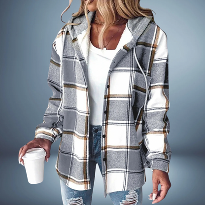 Chaqueta mujer cuadros con capucha casual