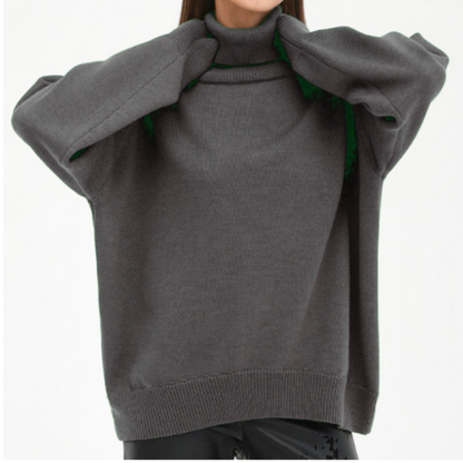 Jersey de Cuello Alto Mujer Estilo Elegante