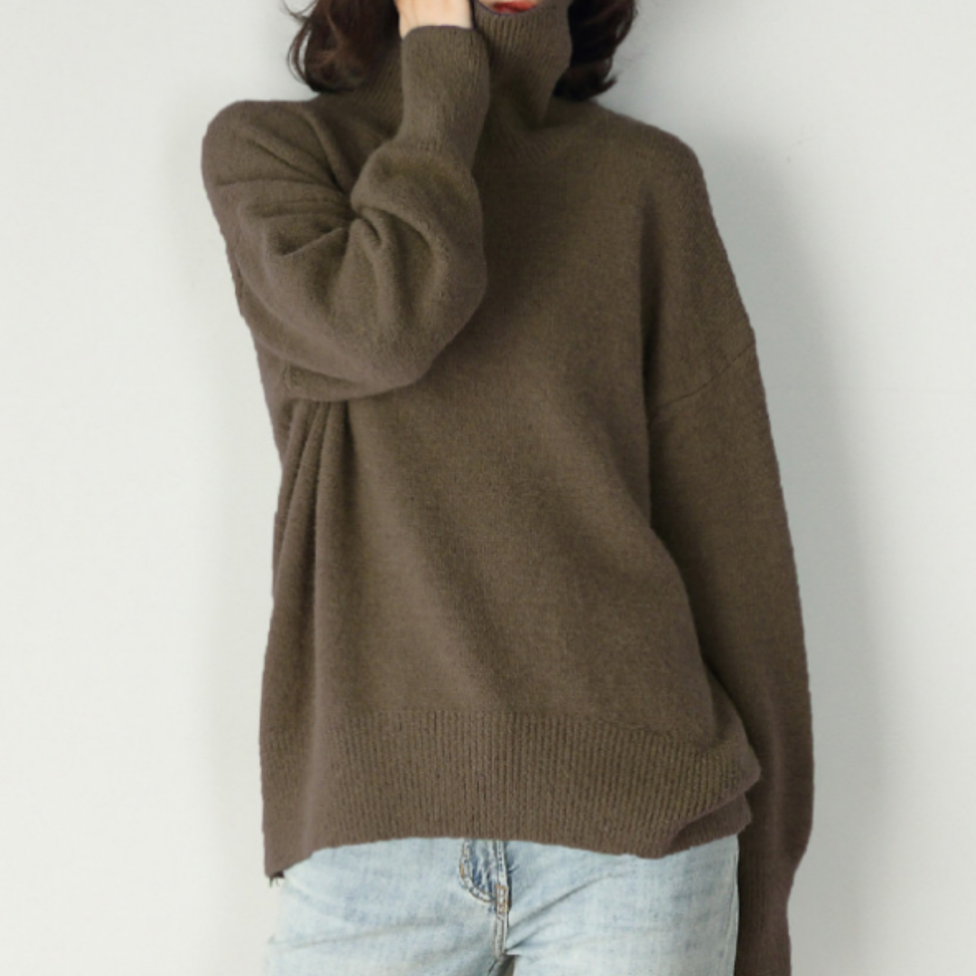 Jersey de Cuello Alto Mujer Estilo Elegante