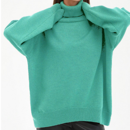 Jersey de Cuello Alto Mujer Estilo Elegante