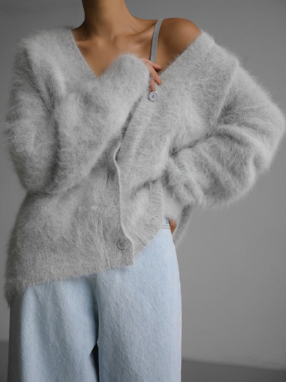 Cárdigan Mujer Elegante Cuello V Amplio