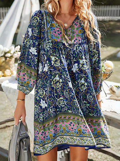Vestido Floral Primavera Corto Elegante