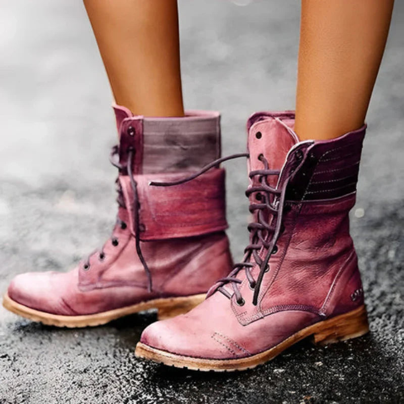 Botas Cuero Clásicas Mujer Con Cordones