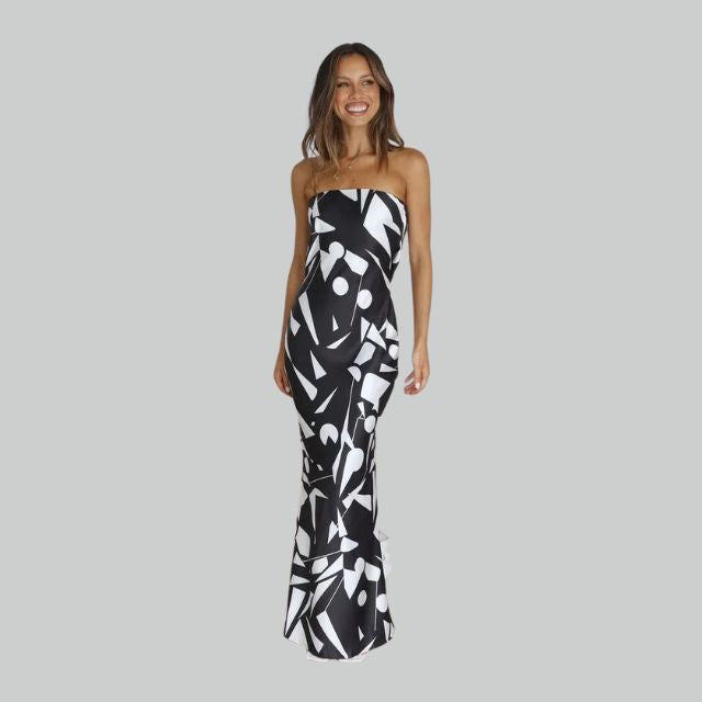 Vestido Sin Tirantes Abierto Lateral Mujer