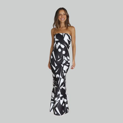 Vestido Sin Tirantes Abierto Lateral Mujer