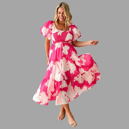 Vestido Florado con Volantes Elegante