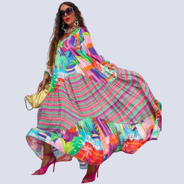 Vestido Maxi Boho Chic con Escote en V - Vestiria