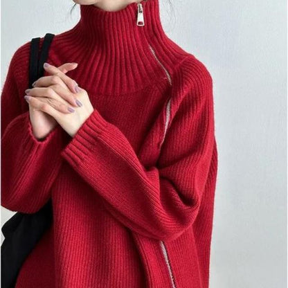 Jersey de punto suave con cuello asimétrico
