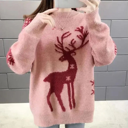 Sudadera Navidad Grande con Estampa de Ciervos para Mujer - Vestiria
