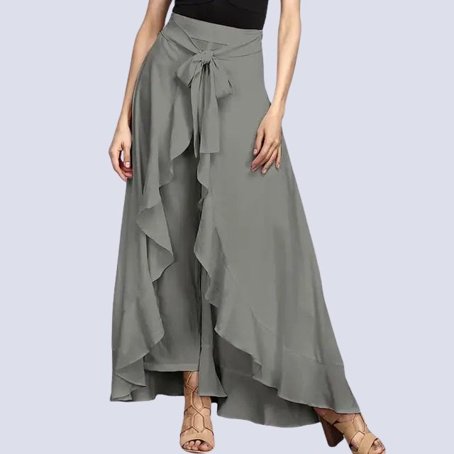 Maxifalda Elegante con Volante Floral