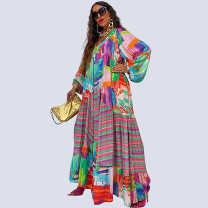 Vestido Maxi Boho Chic con Escote en V