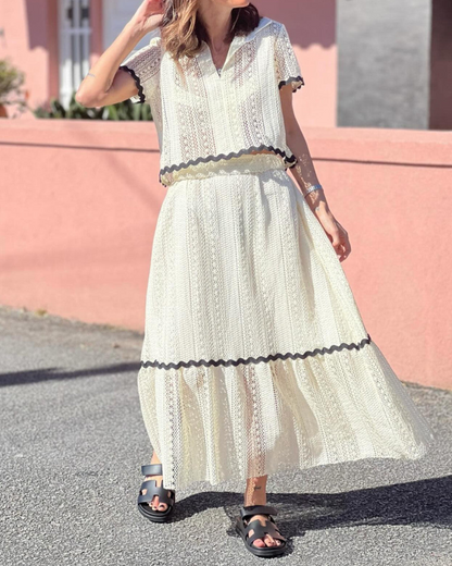 Conjunto Falda y Top de Encaje Elegante Mujer