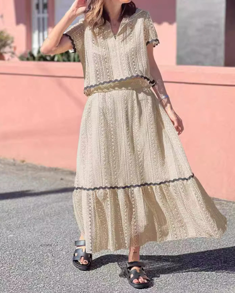 Conjunto Falda y Top de Encaje Elegante Mujer - Vestiria