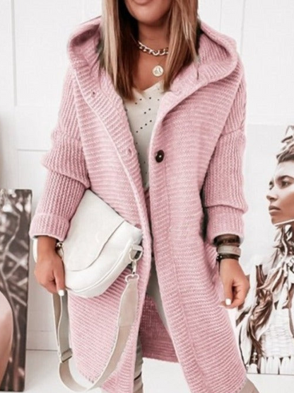 Chaqueta de punto con capucha informal elegante - Vestiria
