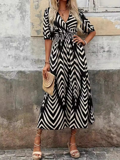 Vestido Fiesta Estampado Geométrico Elegante