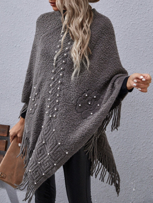 Poncho Suéter Grande y Acogedor Manga Ancha