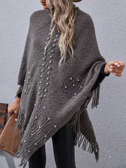 Poncho Suéter Grande y Acogedor Manga Ancha