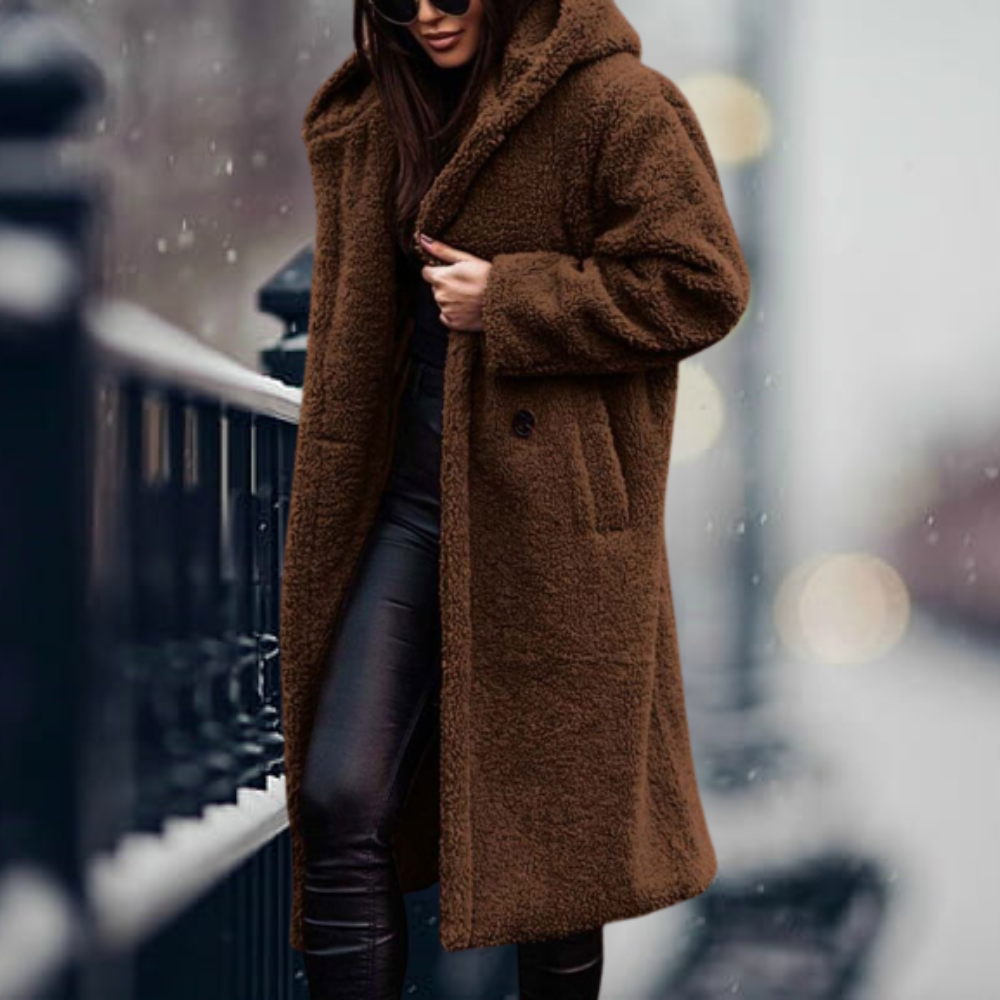 Abrigo Invierno Mujer Cálido y Elegante con Capucha