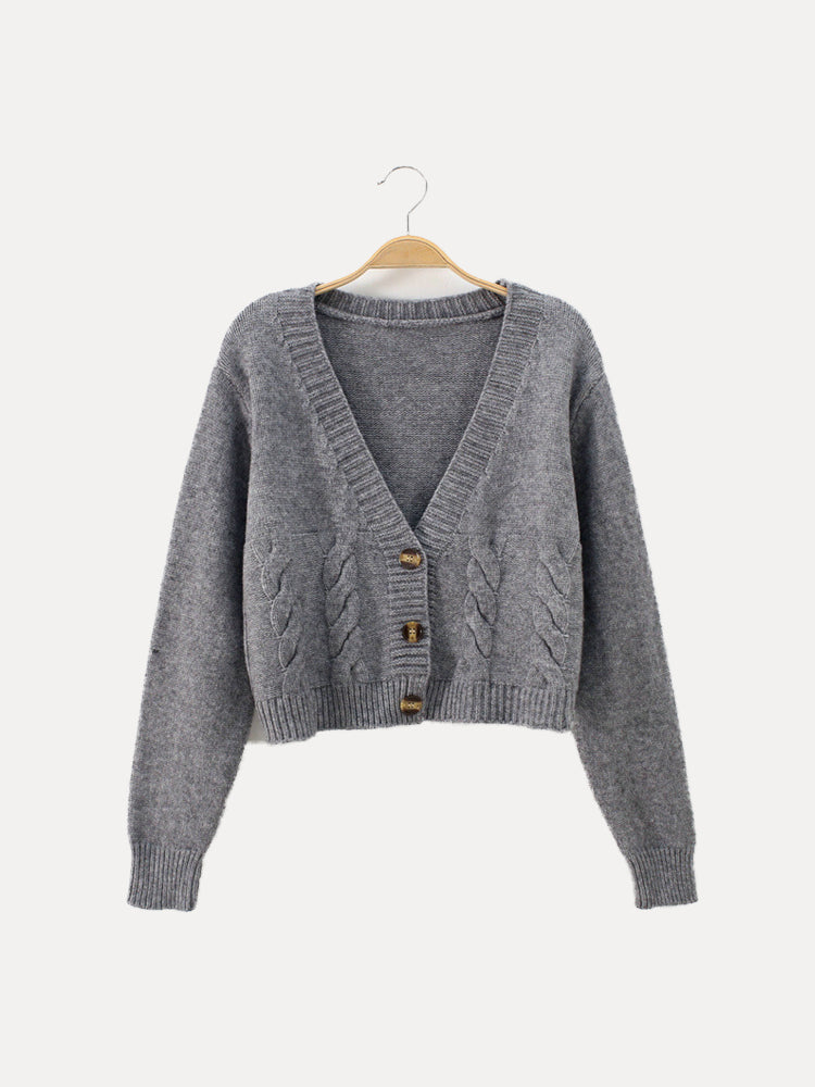 Cárdigan Corto Invierno Mujer Botones Cálido - Vestiria