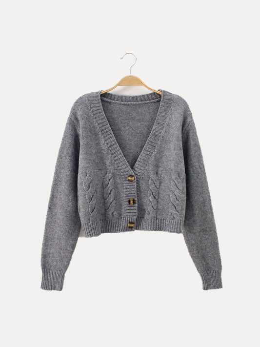 Cárdigan Corto Invierno Mujer Botones Cálido - Vestiria