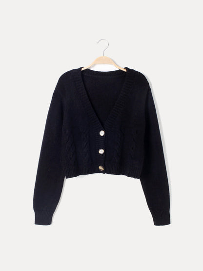 Cárdigan Corto Invierno Mujer Botones Cálido