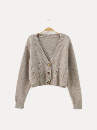Cárdigan Corto Invierno Mujer Botones Cálido