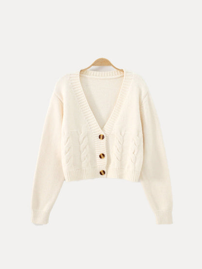 Cárdigan Corto Invierno Mujer Botones Cálido