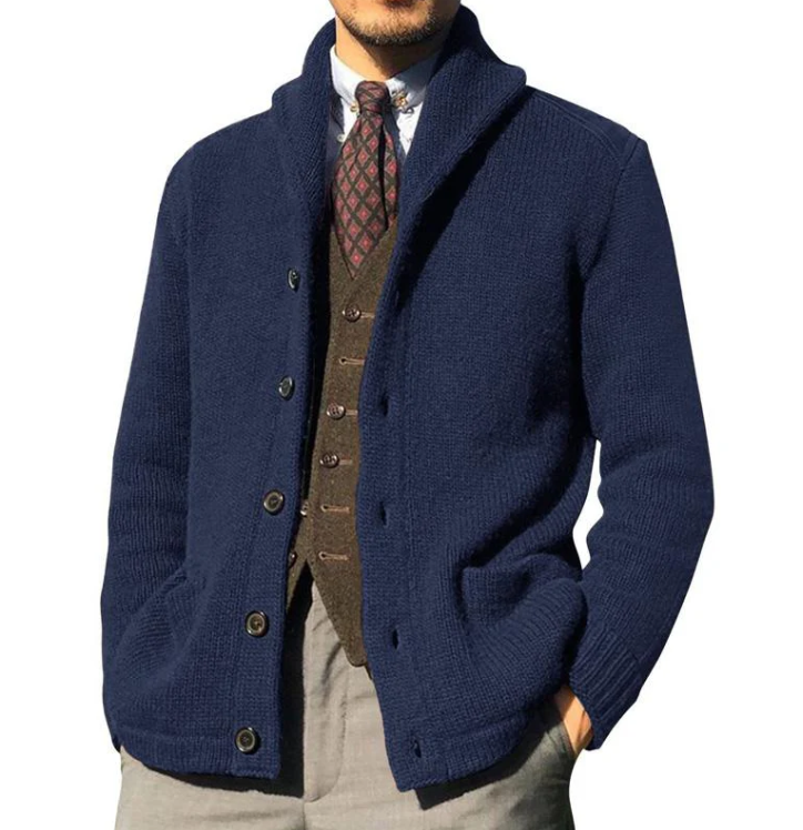 Chaqueta de punto cálido para hombre con cierre