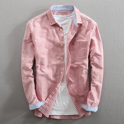 Camisa de Algodón a Rayas Clásica - Vestiria
