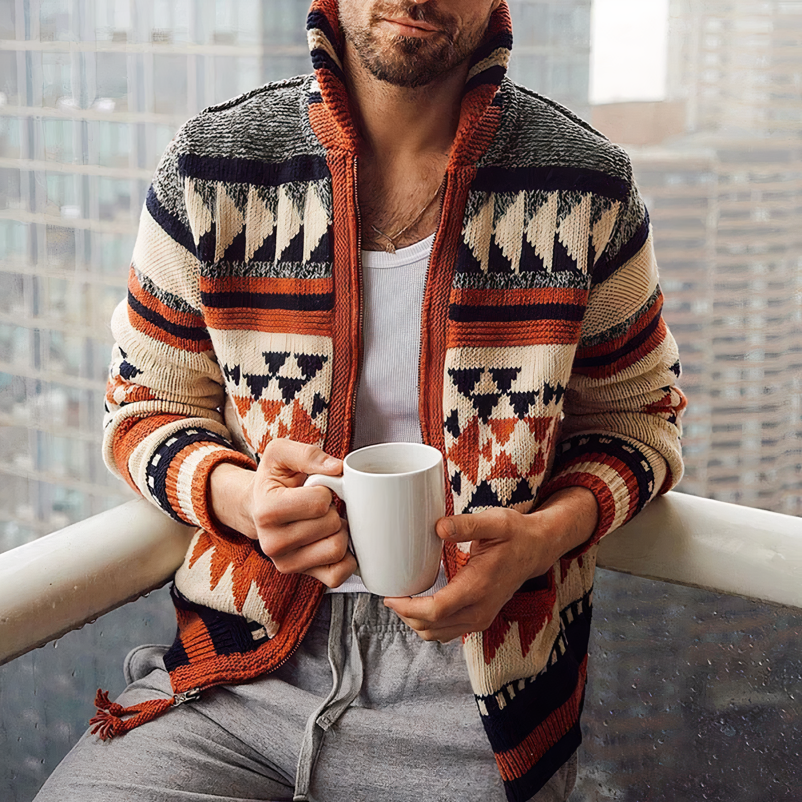 Cárdigan de punto grueso hombre invierno - Vestiria