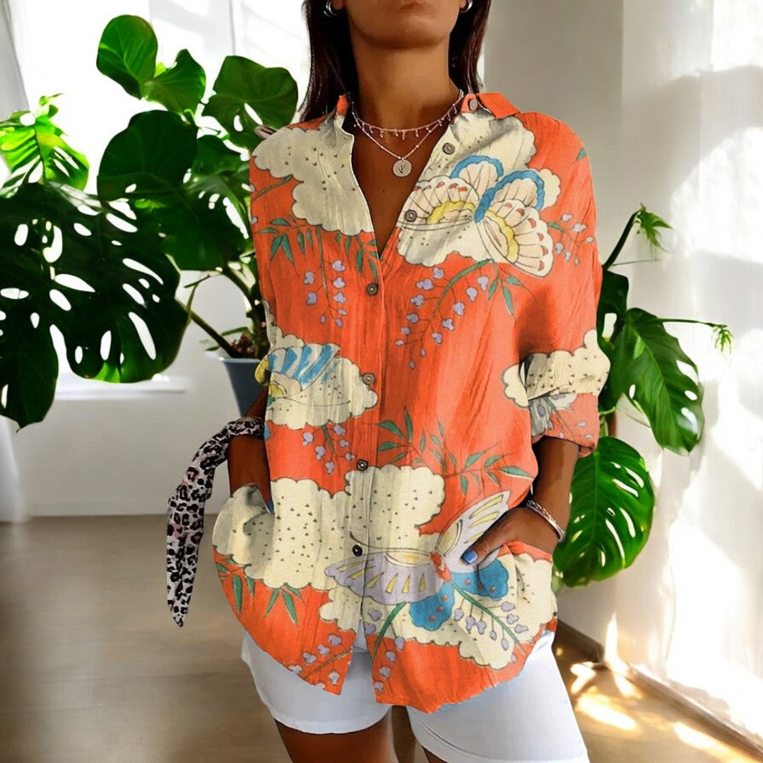 Blusa ligera con botones y corte cómodo mujer